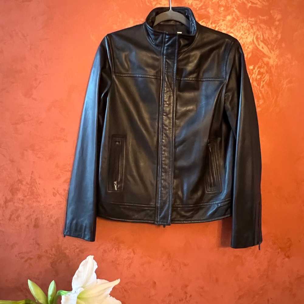 Saks Fifth Avenue Black Leather Jacket